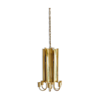 Modern mid-century brass chandelier Reflex Pierre Forssell Skultuna, Sweden