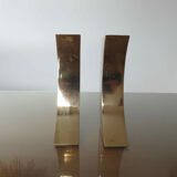 Pair of candle holders in golden brass, 70s
