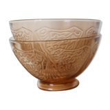 Duo of pink glass bowls