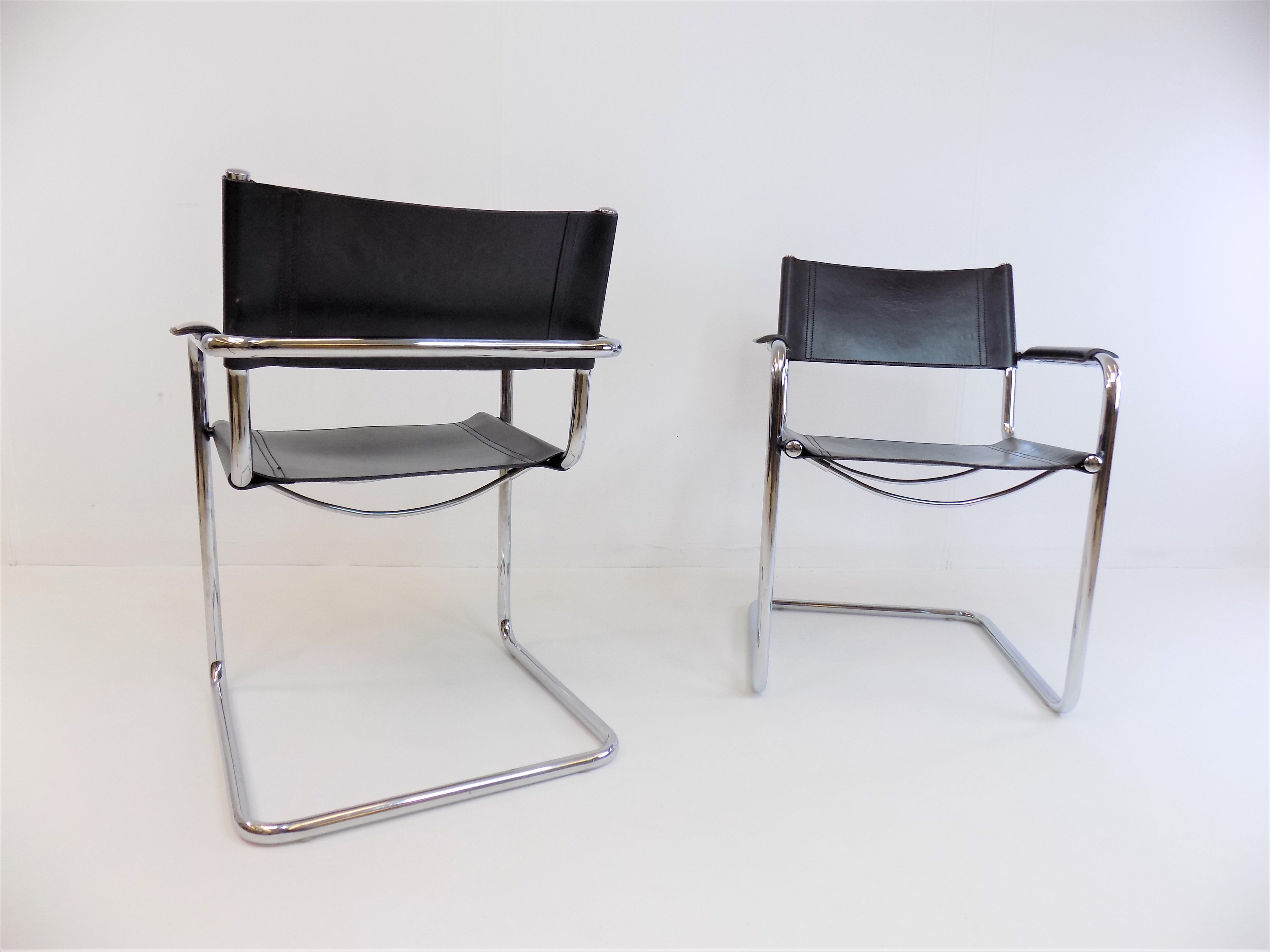Matteo grassi mg5 set of 2 leather cantilever chairs