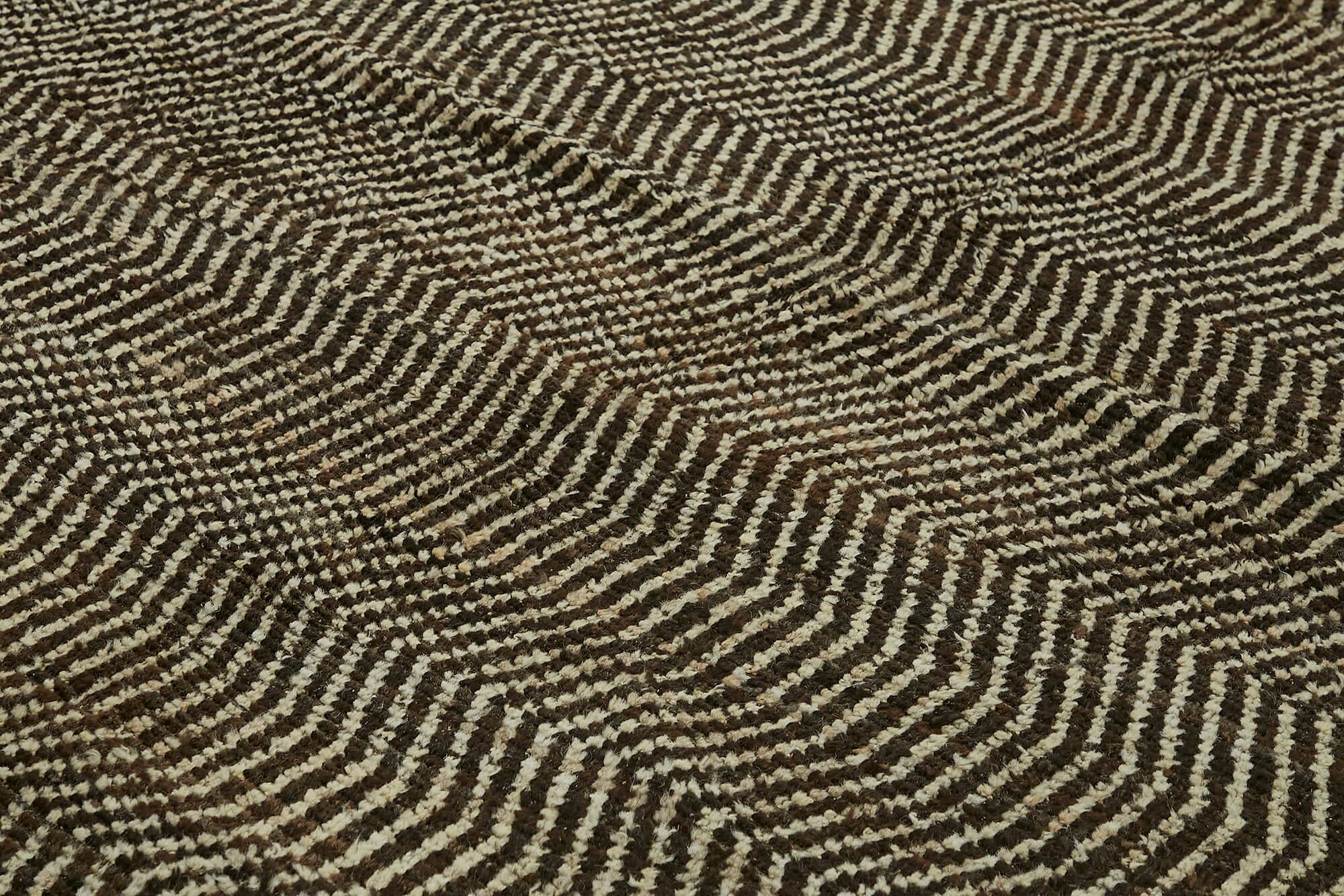 Hand-Knotted Turkish Contemporary 303 cm x 396 cm Brown Wool Carpet