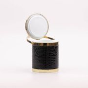 Vintage 1970s ice bucket - Black crocodile effect faux leather