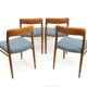 Danish teak chairs model 75 by Niels Otto Møller, Set of 4