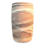 Painted terracotta scroll vase, La Borne circa 1960 by Anne-Marie Sybsema de Bay.