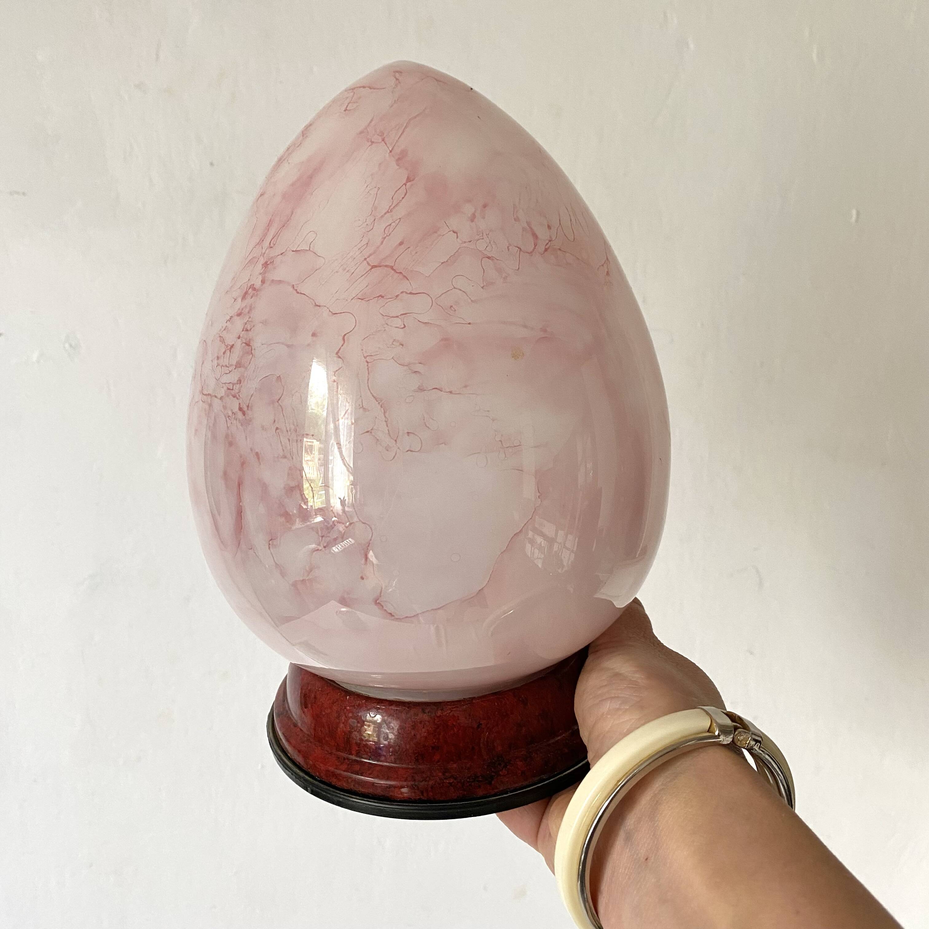 Pink marbled egg lamp, 80s