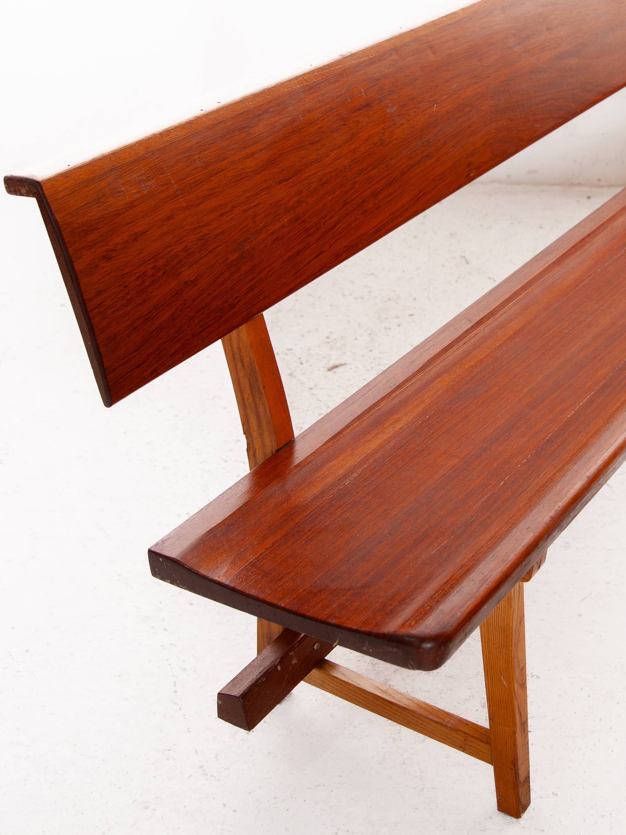Large Solid Wooden Bench,1960s, Belgium
