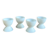 4 egg cups in white opaline glass