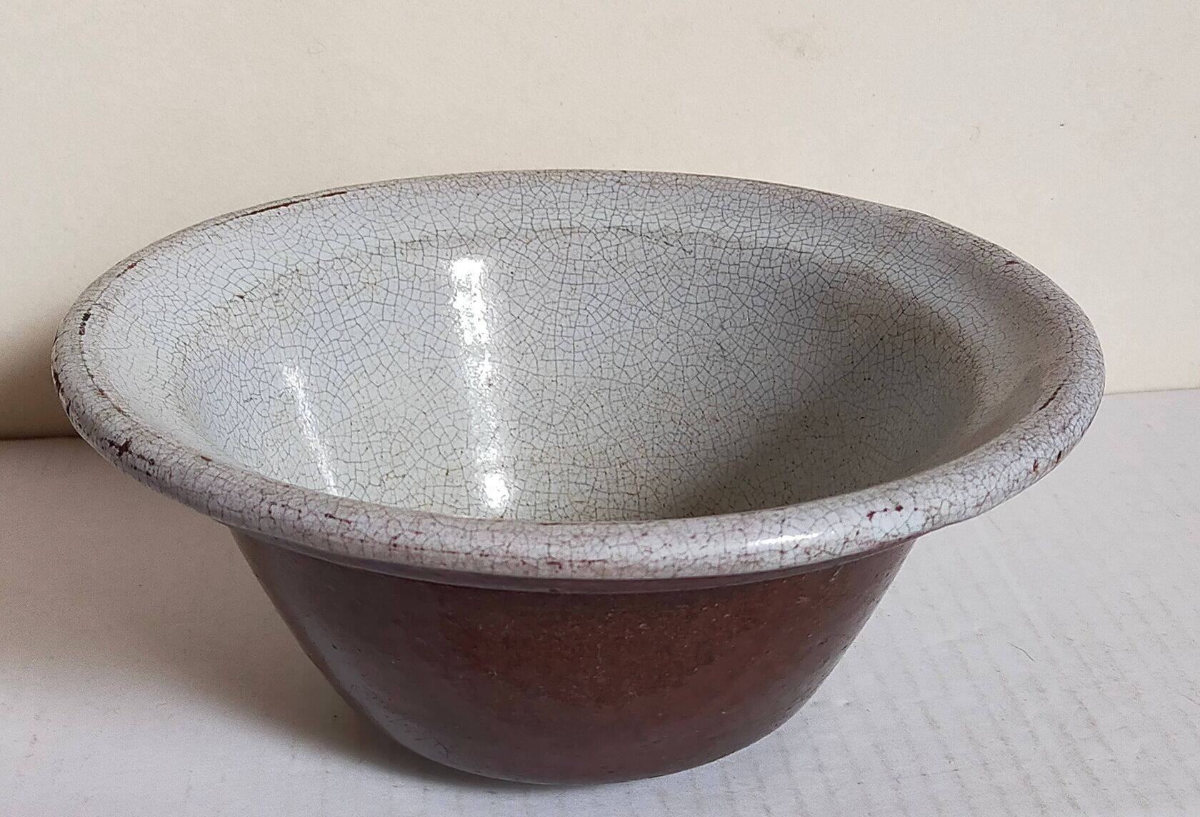 19th century enamelled earthenware salad bowl