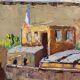 Old painting, barge at the dock, signed Maurice Pannetier, 70s/80s