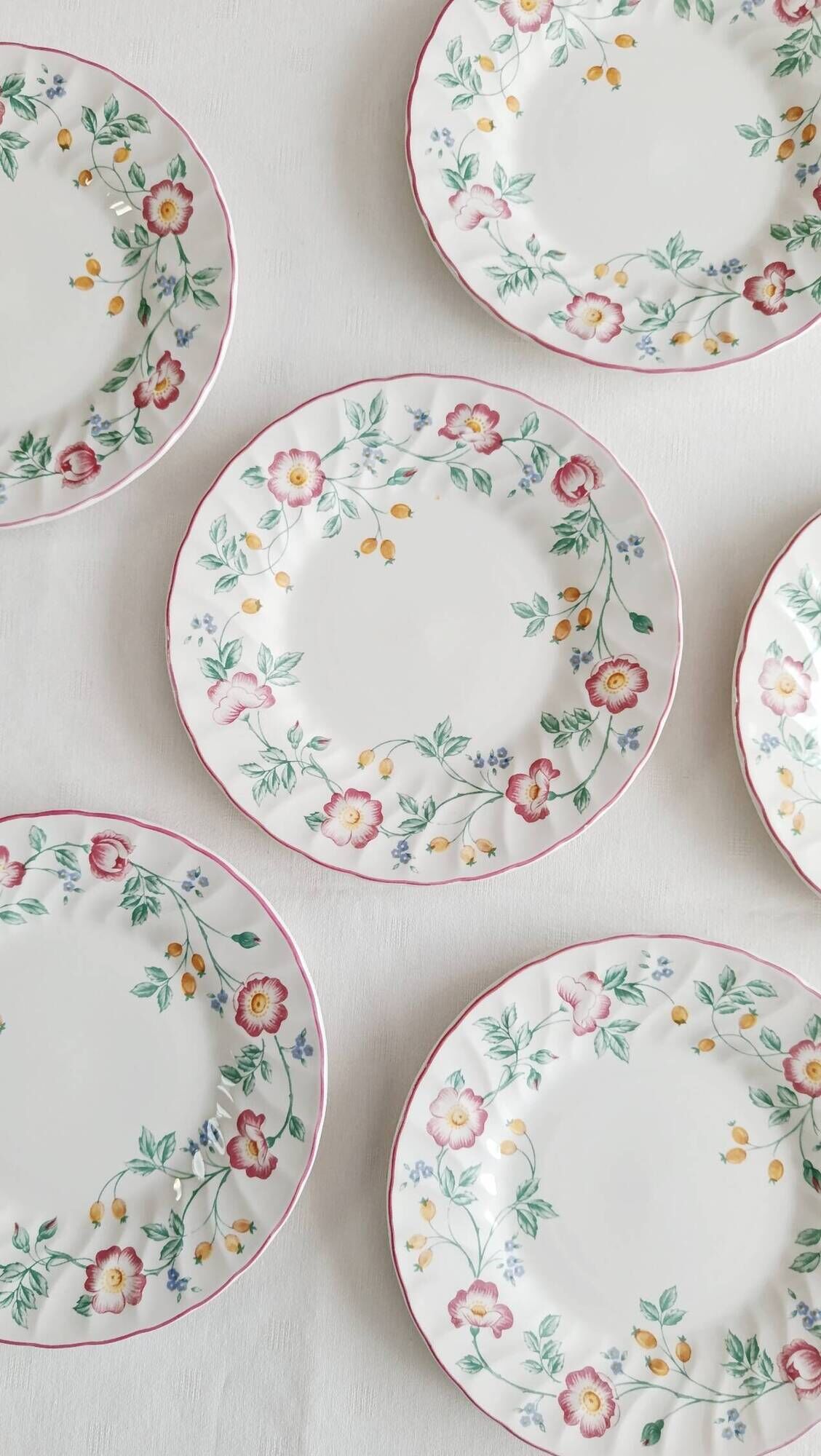 Set of 6 dessert plates Churchill, briar rose