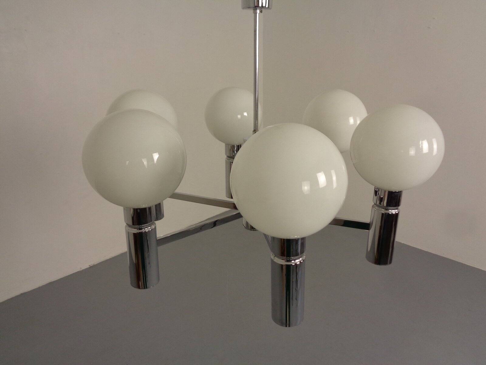 Opaline Glass Pendant Lamp from Sölken Leuchten, Germany, 1960s