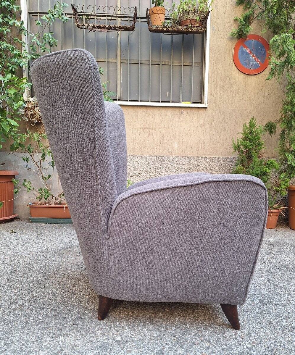 Bergère Armchair in Grey attributed to Paolo Buffa, 1940s
