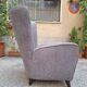 Bergère Armchair in Grey attributed to Paolo Buffa, 1940s