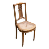 Art Deco lyre chair in solid caned wood