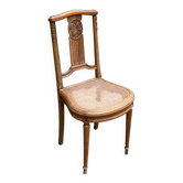 Art Deco lyre chair in solid caned wood