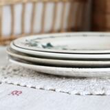 4 mismatched white and green ironstone dessert plates Arabesque set