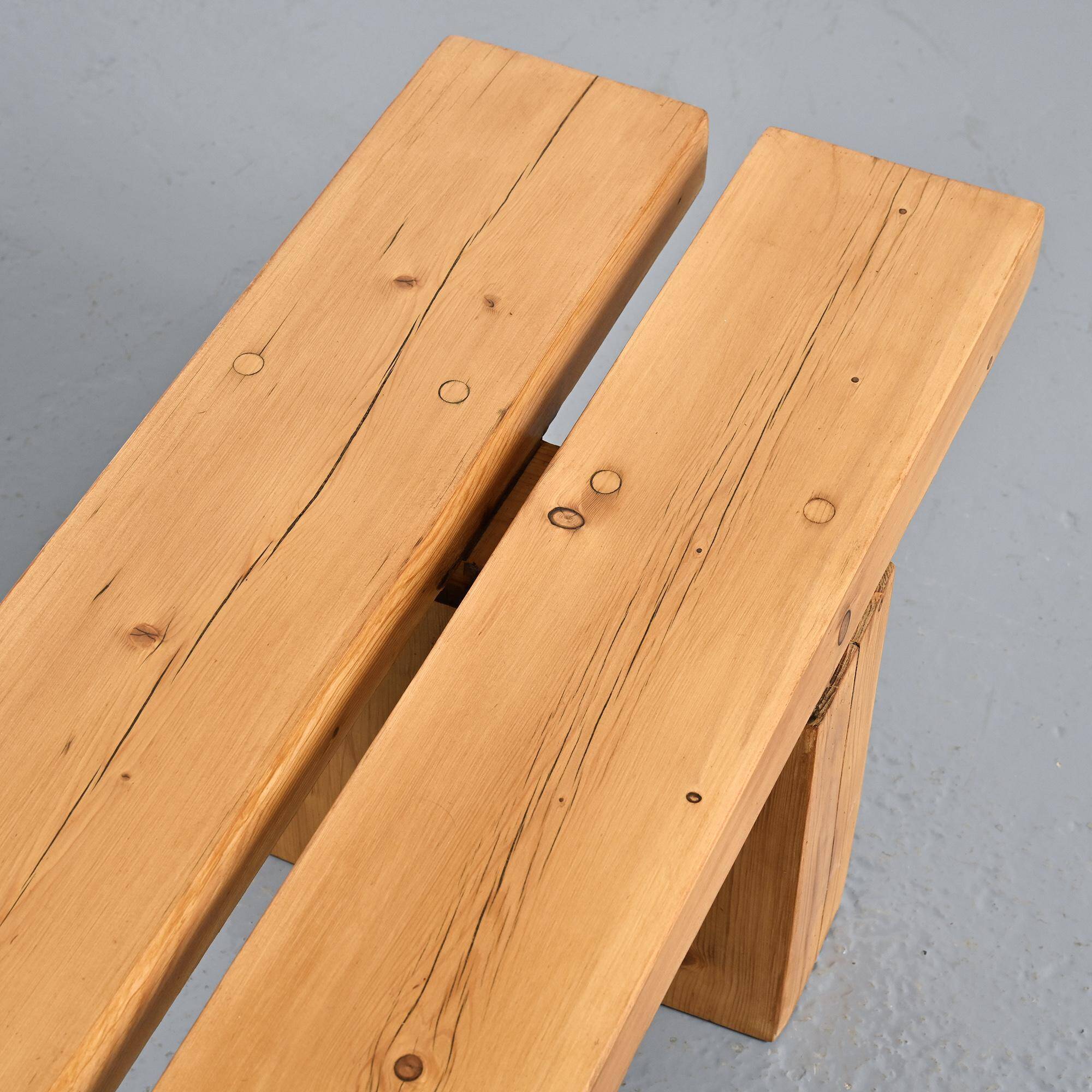 Pine bench from the La Rive residence, Arc 1600, France, circa 1970.