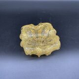 Empty pocket, Murano, Archimedes Seguso, yellow, gold, bubbled, stylized flower-forming, blown glass, Italy