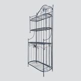 Old wrought iron garden shelf for plants
