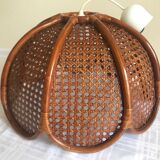 Suspension fleur rotin