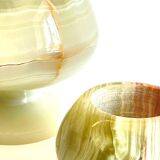 2 70s design onyx candle holders