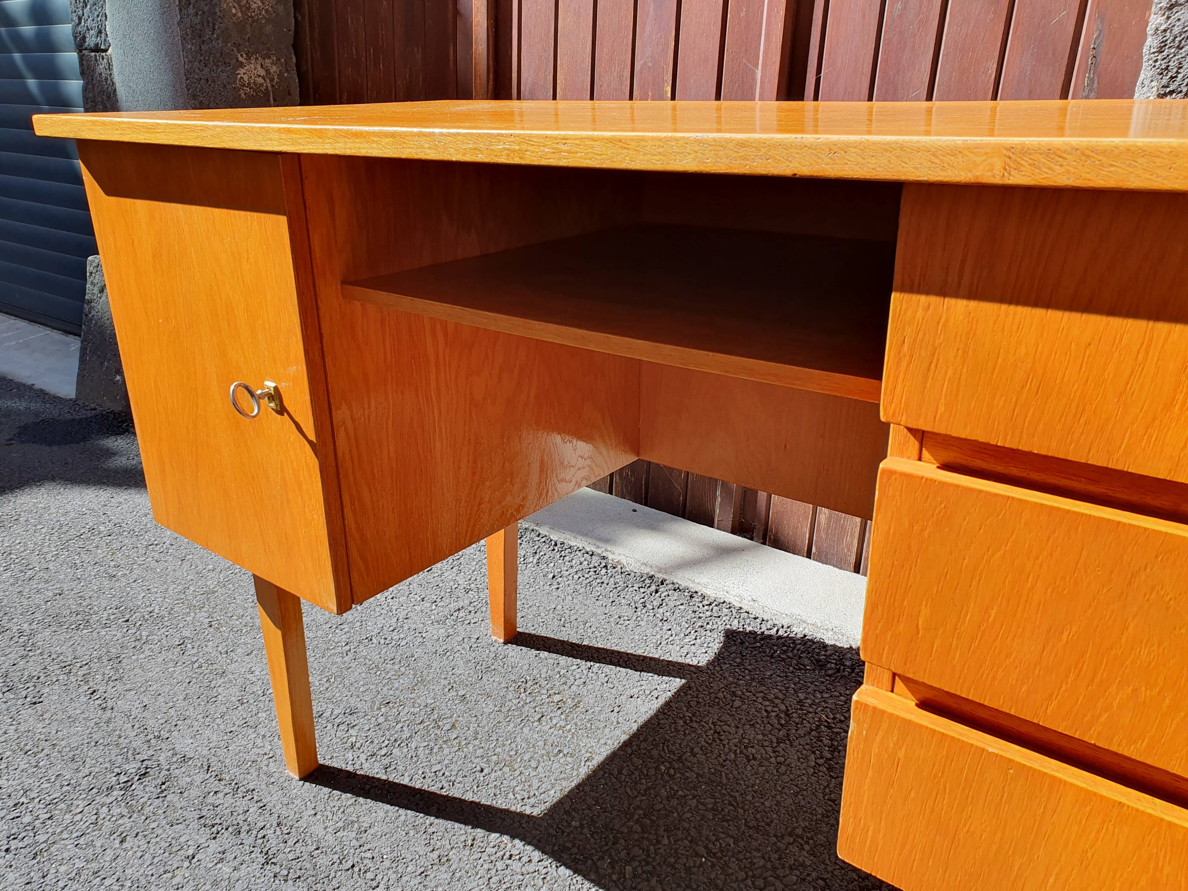Vintage light oak desk from the 70s