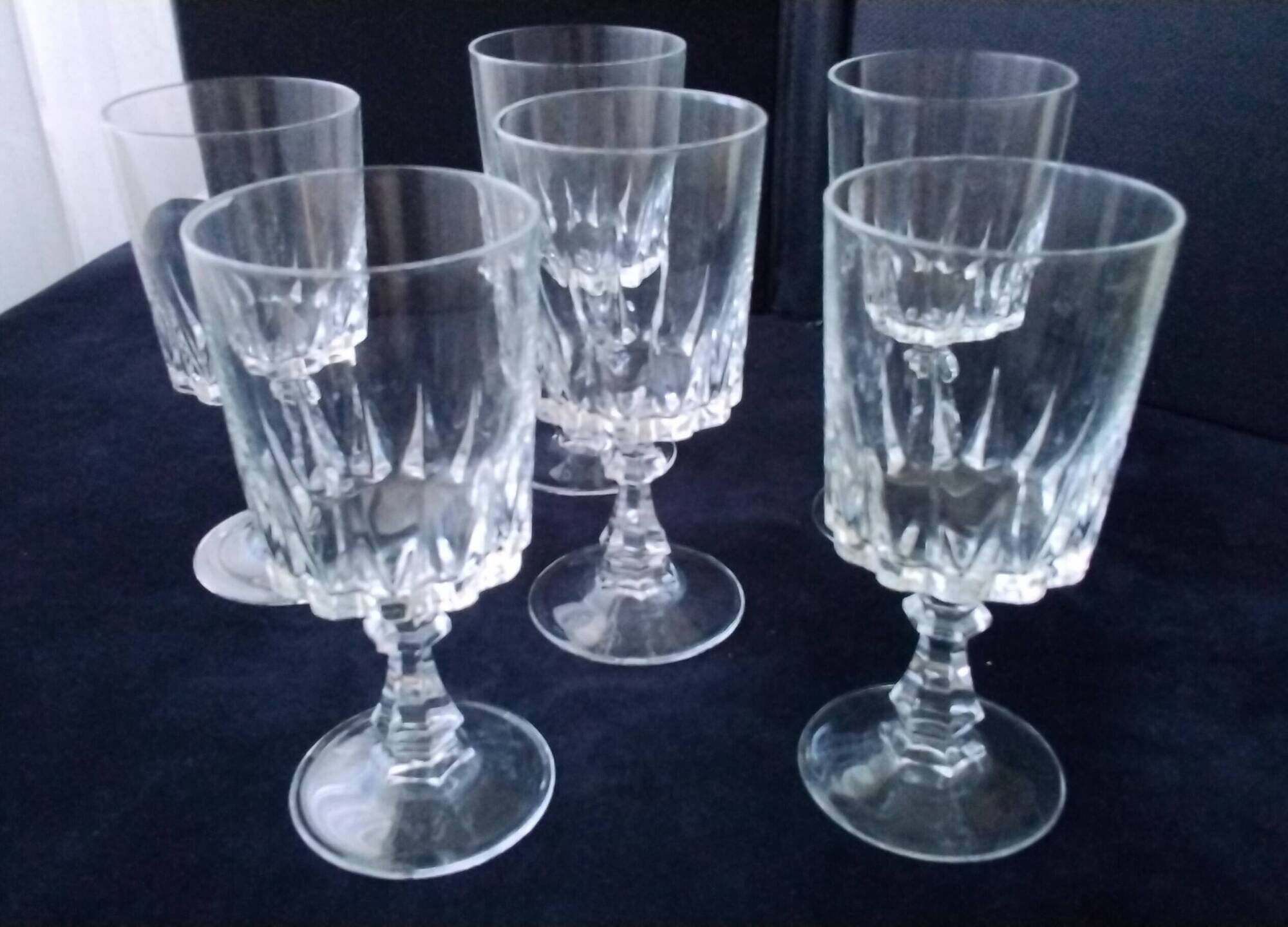 6 water glasses or large wine glasses Crystal d'Arques Model Louvre