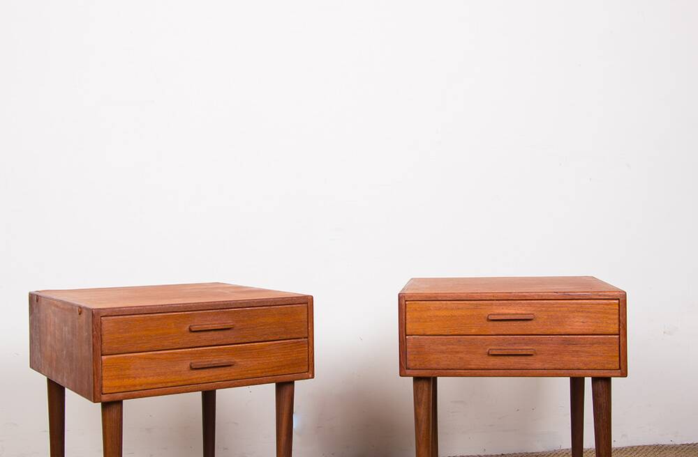 Pair of Danish teak bedside tables by PBJ Mobler 1960