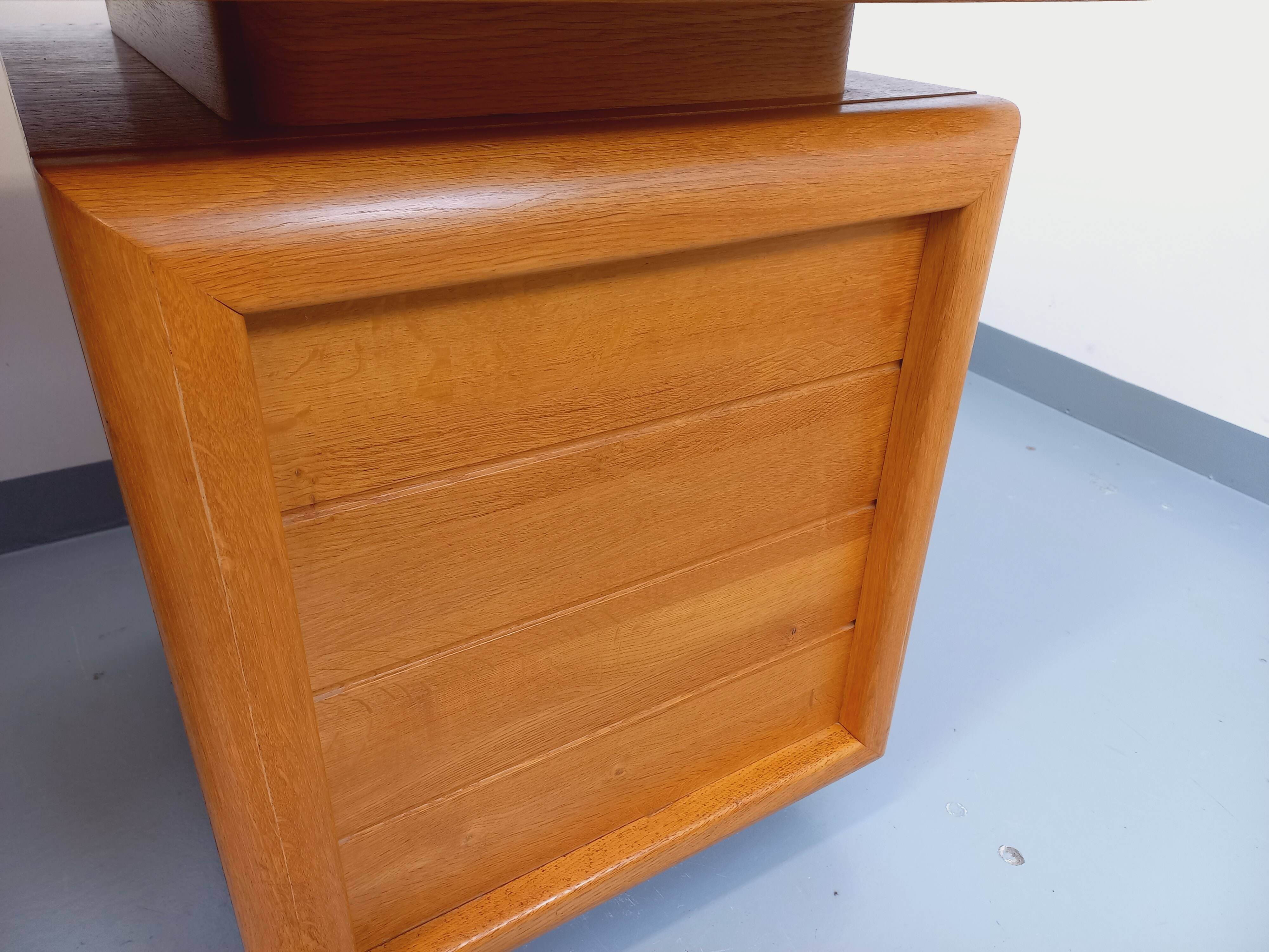 Large vintage double-sided executive desk in oak wood from the 70s