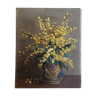 Flowers oil on canvas 50s bouquet of mimosas