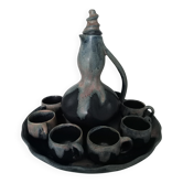Liqueur service in stoneware signed Albert Lebret