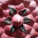 Vintage dessert plate in glazed ceramic with strawberry design, 1950s-1970s.