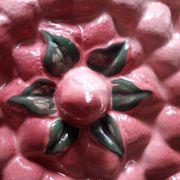Vintage dessert plate in glazed ceramic with strawberry design, 1950s-1970s.