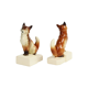 Couple figurines crackle porcelain fox marked germany vintage 14cm