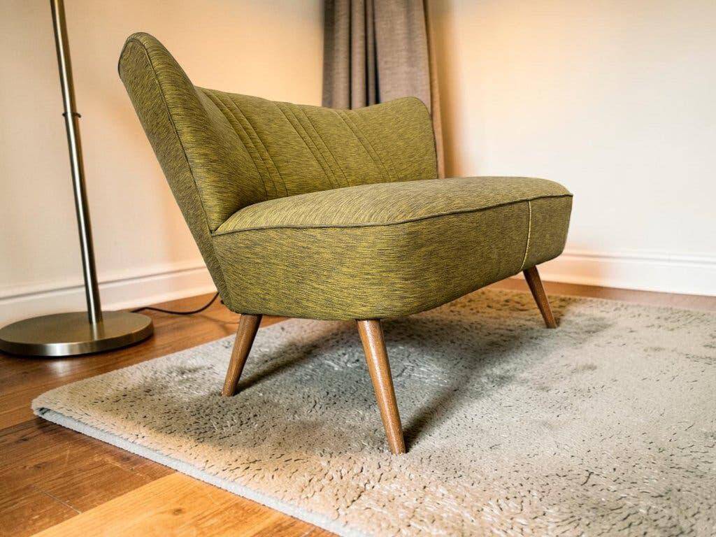 Canapé vintage jaune-vert deux places / fauteuil / sofa