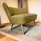 Canapé vintage jaune-vert deux places / fauteuil / sofa