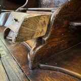 Monumental scriban buffet with clock from the 17th century, Liége region, in carved oak