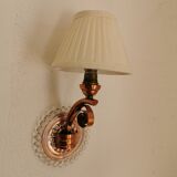 Pair of art deco wall light in glass and copper