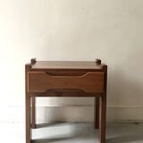 Side table, bedside table in elm wood, Maison Regain 1960