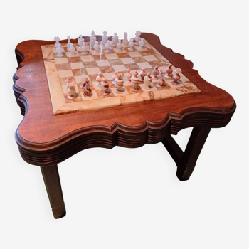 Marble and onyx chess table