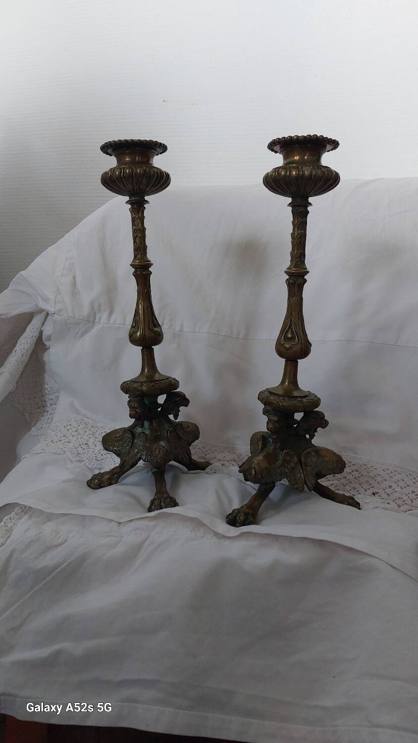 2 antique Napoleon III style candlesticks