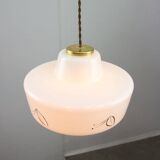 Mid-century Modern Italian Brass and White Glass Pendant Lamp, 1960s
