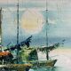 Marine, zampan boats at sunset, XX century