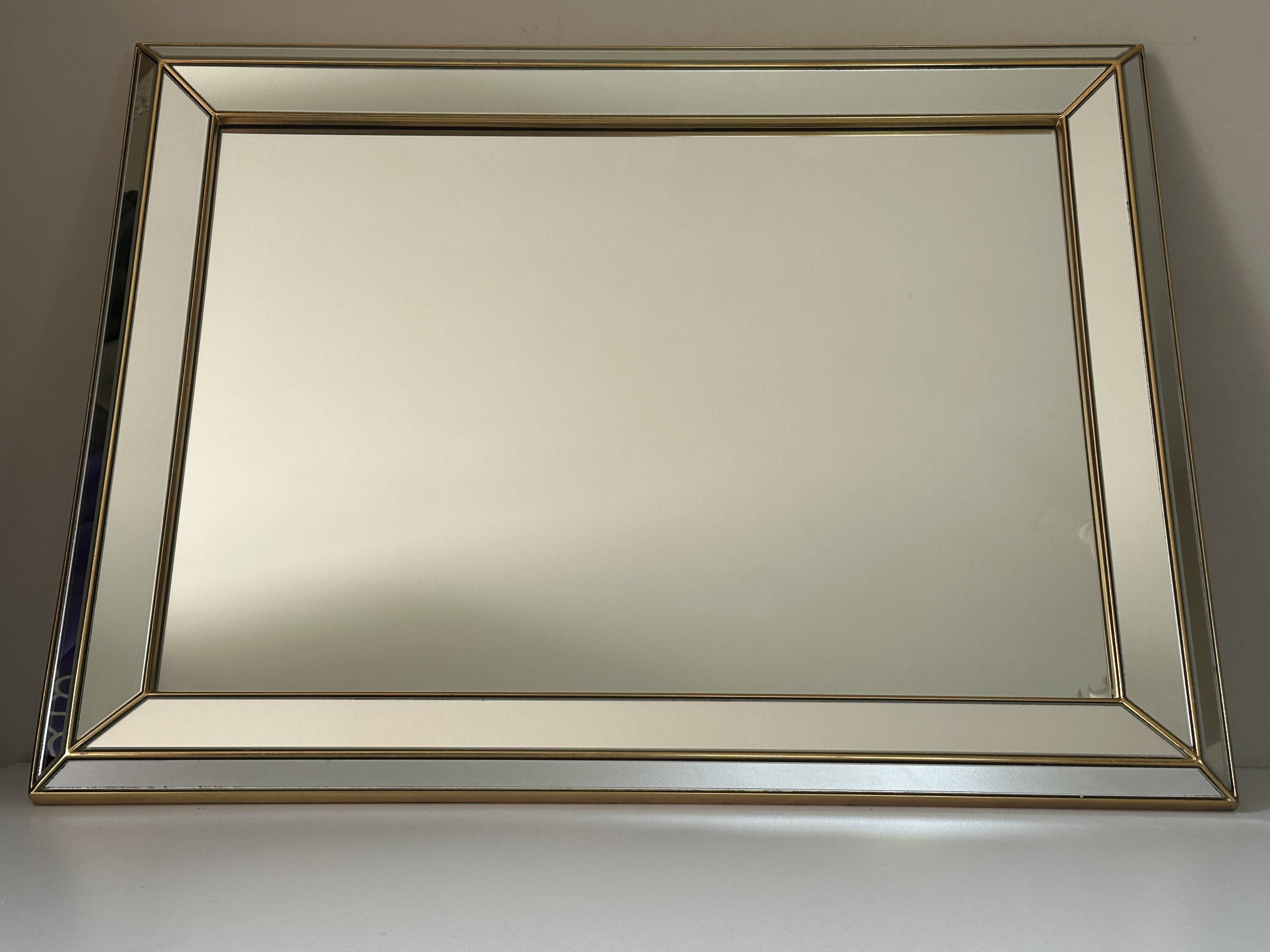 Mirror with glazing beads, Deknudt design, Belgium, 1970s