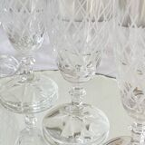 6 engraved antique champagne flutes