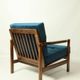 Fauteuil scandinave bleu marine velvet 1965  Z. Baczyk design chaise de salon