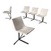 Vintage Saporiti chairs in metal and faux leather, Italian design from the 1960s.