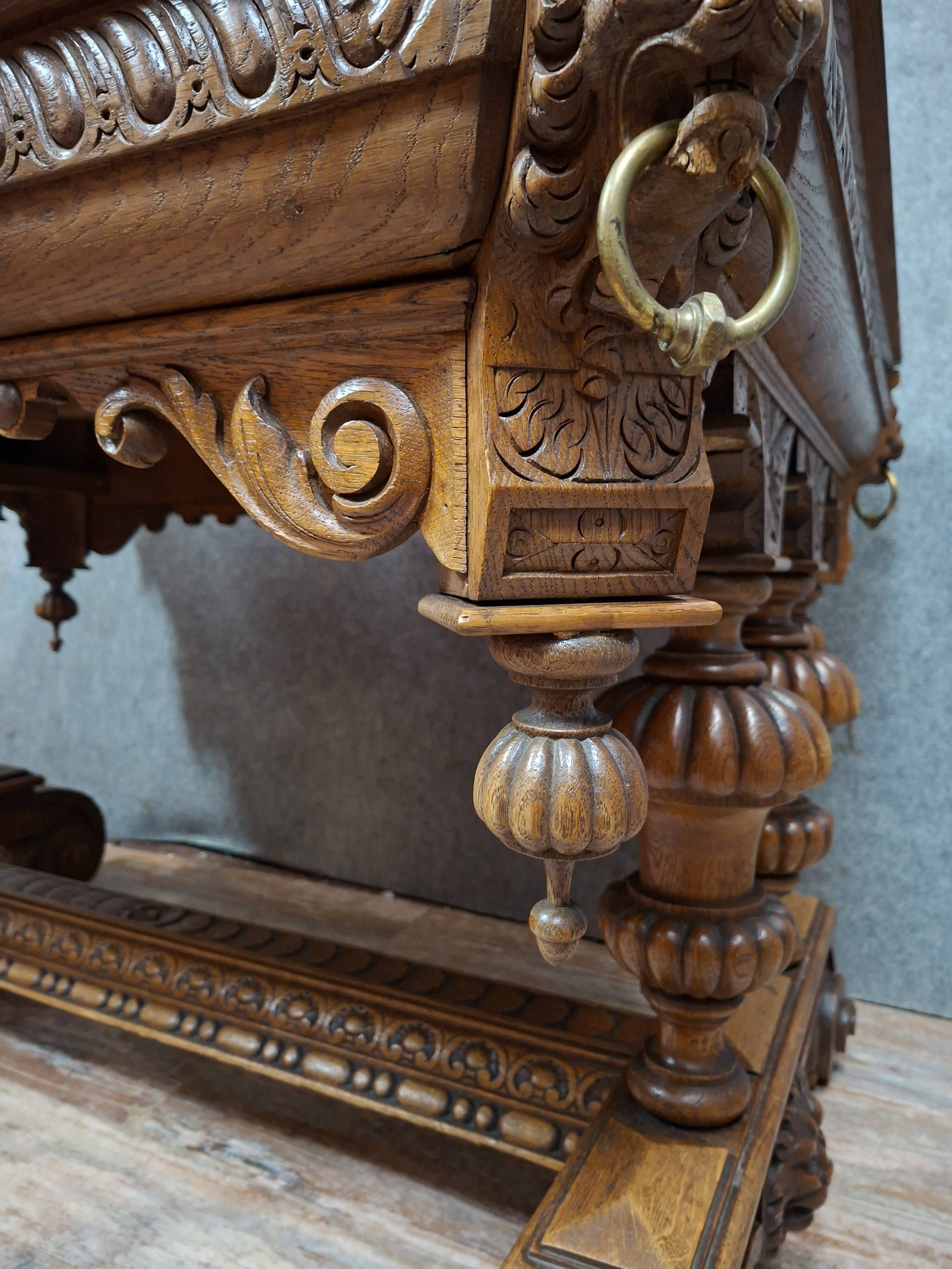 dining table or centre table in carved Renaissance oak