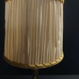 Vintage bedside table lamp brass lampshade pleated silk
