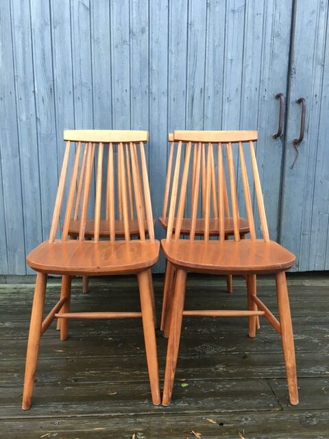 Vintage Scandinavian blond beech chairs.